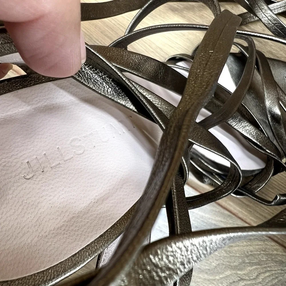 Jill Stuart 8.5 9 EU 39 Strappy Gladiator Tie Heels Bronze Leather